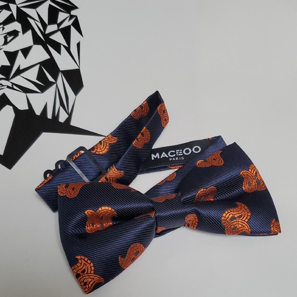 Macceoo Paris Blue and Orange Bow Tie